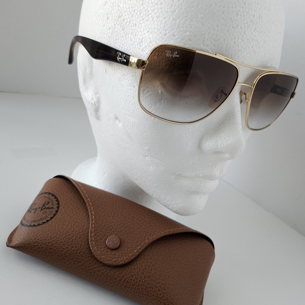 NEW Ray-Ban Gold frame Brown lens sunglasses with original case - Picture 2 of 9